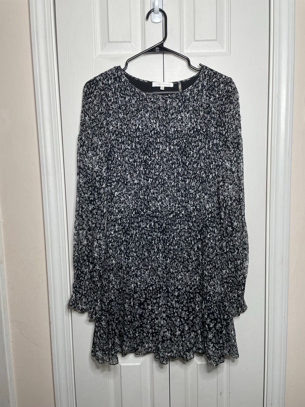 LoveShackFancy Scarlett Mini Dress Stars Black White Womens Size XS